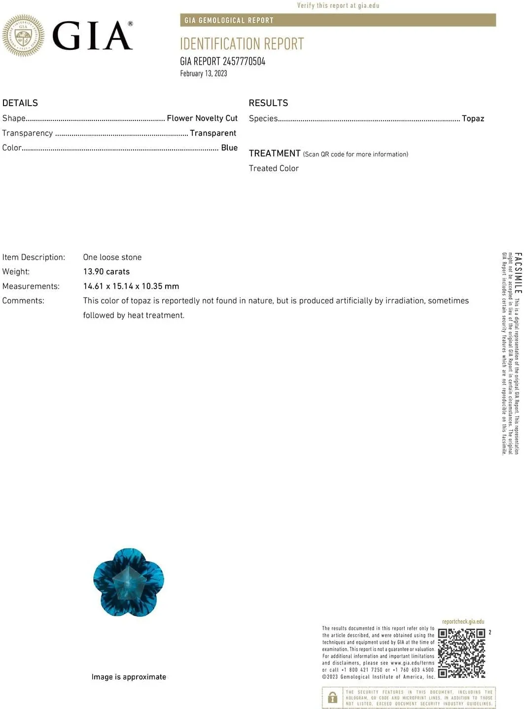Angara Natural GIA Certified Solitaire Five-Petal Flower 13.9 ct London Blue Topaz Pendant in 14K Solid Gold/Platinum for Women | November Birthstone Jewelry Gift for Women
