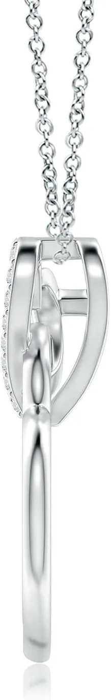Angara Natural Interlinked Diamond Tilted Heart Pendant in Silver / 14K Solid Gold/Platinum | April Birthstone, Birthday, Engagement, Anniversary, Wedding Jewelry Gift for Women