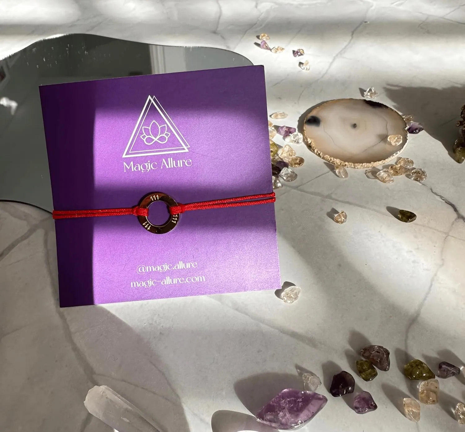 Angel Numbers Bracelet - Numerology Bracelet - Beautiful Symbol of Guidance, Inspiration, Manifestation and Law of Attraction. Red bracelet, Waterproof Gold Jewelry