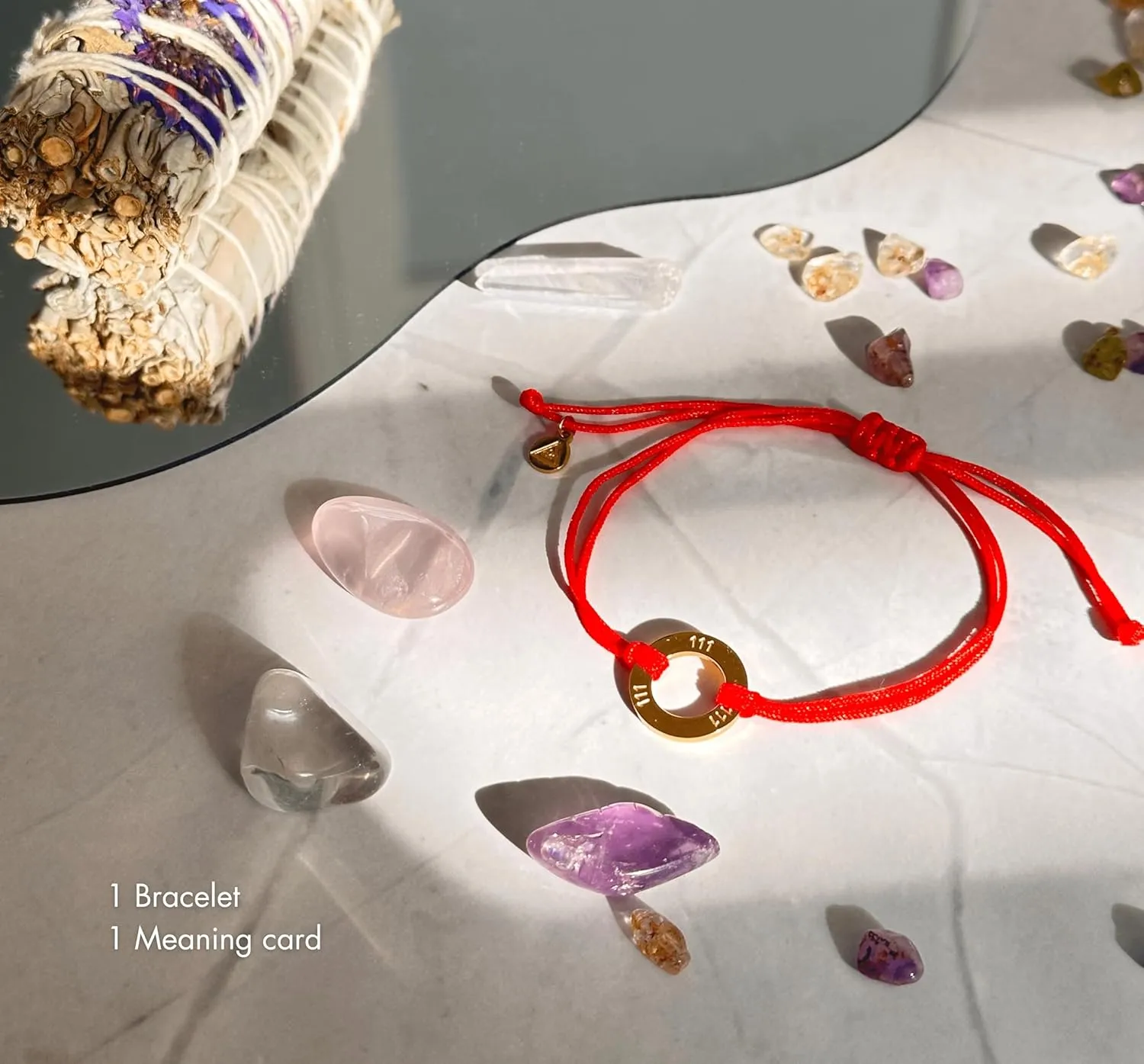 Angel Numbers Bracelet - Numerology Bracelet - Beautiful Symbol of Guidance, Inspiration, Manifestation and Law of Attraction. Red bracelet, Waterproof Gold Jewelry