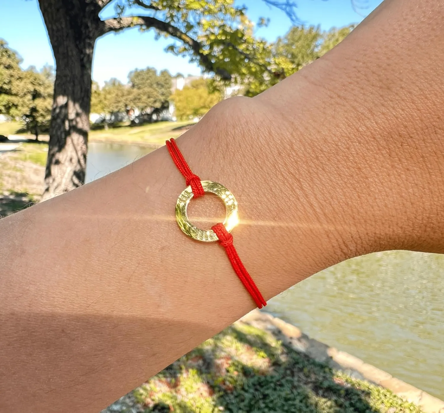 Angel Numbers Bracelet - Numerology Bracelet - Beautiful Symbol of Guidance, Inspiration, Manifestation and Law of Attraction. Red bracelet, Waterproof Gold Jewelry