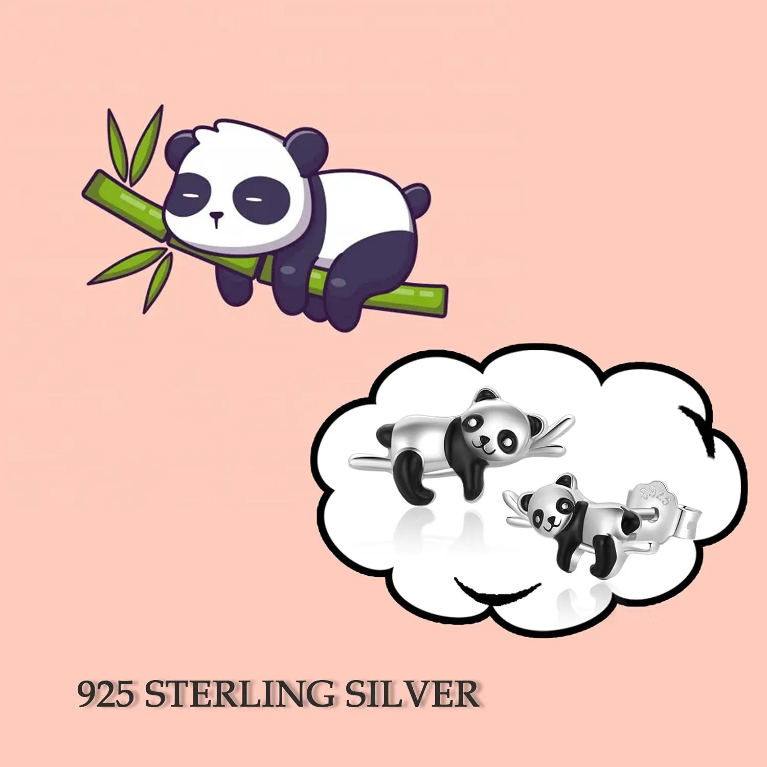 Animal Earrings 925 Sterling Silver Cute Panda/Koala/Sloth Stud Earrings Animal Jewelry Gift for Women Girls Hypoallergenic Earrings for Sensitive Ears