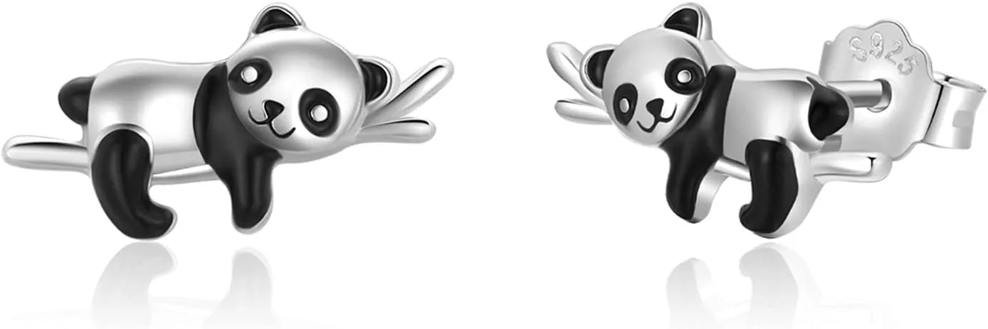 Animal Earrings 925 Sterling Silver Cute Panda/Koala/Sloth Stud Earrings Animal Jewelry Gift for Women Girls Hypoallergenic Earrings for Sensitive Ears