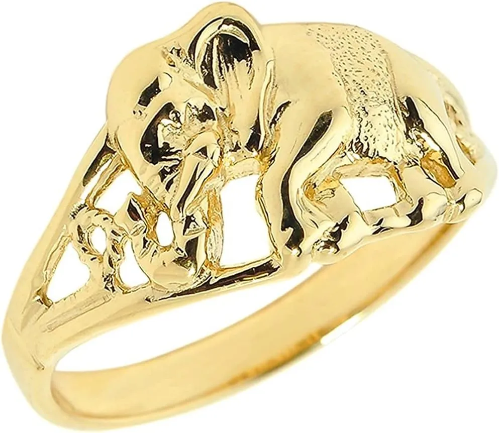 Animal Kingdom 10k Yellow Gold Indian Elephant Open Band Ring - Size 9