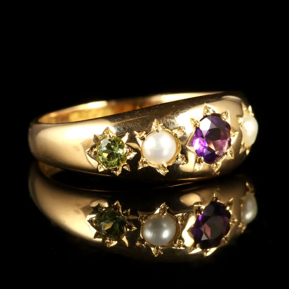 Antique Victorian Suffragette Ring Gypsy Set Circa 1900
