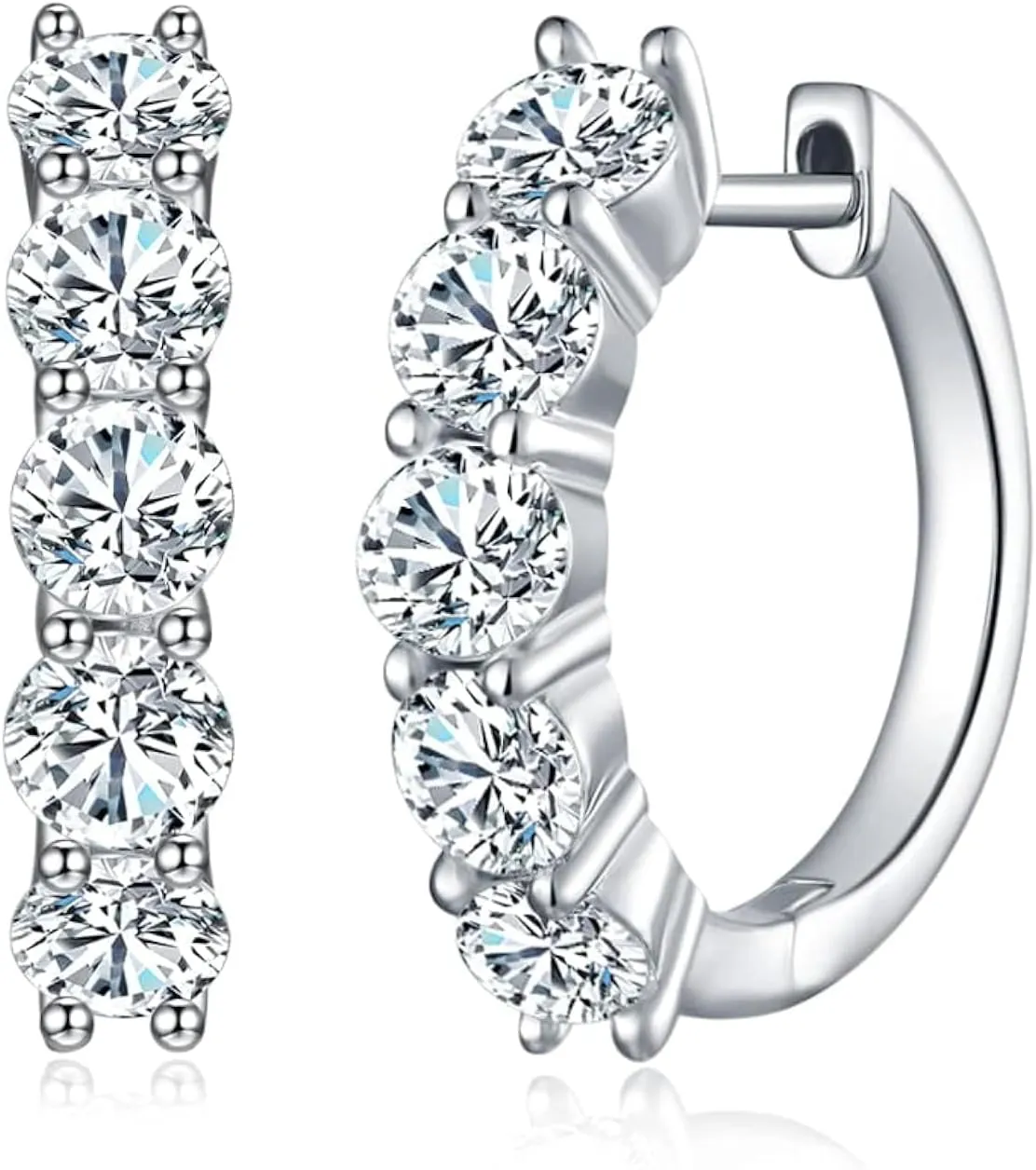 AnuClub Moissanite Hoop Earrings, 3cttw D Color Round Cut Hoop Earrings, 925 Sterling Silver With GRA Certificate