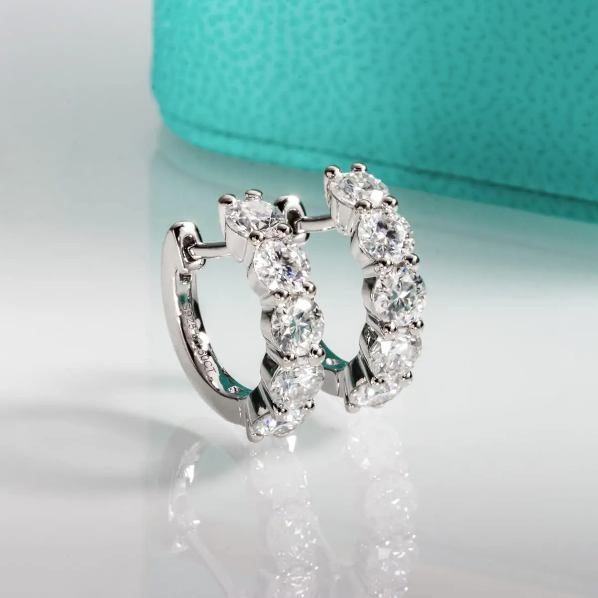 AnuClub Moissanite Hoop Earrings, 3cttw D Color Round Cut Hoop Earrings, 925 Sterling Silver With GRA Certificate