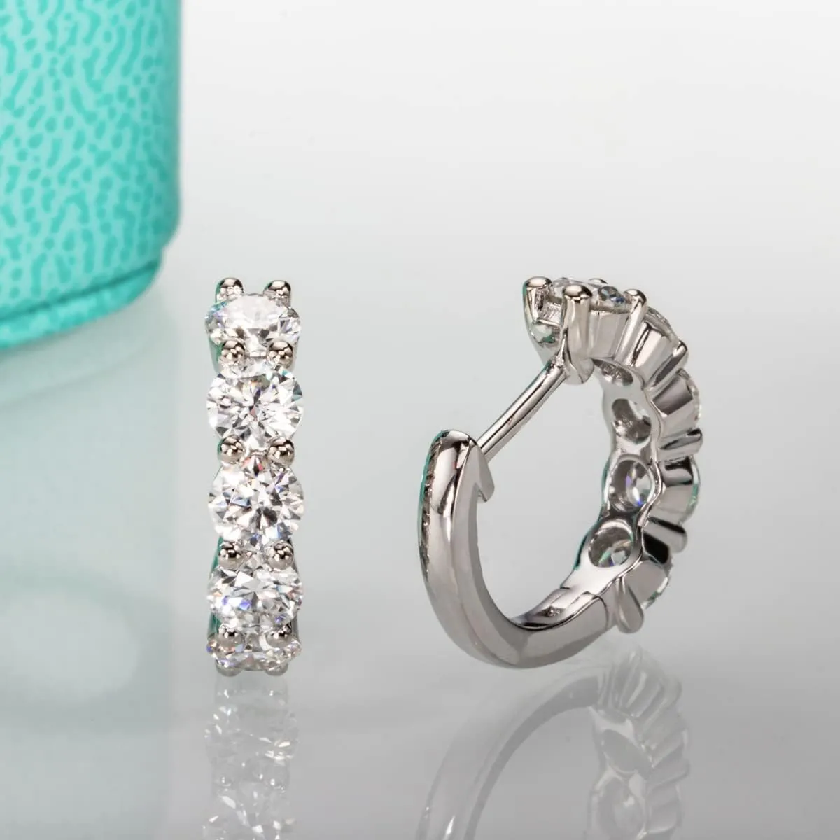 AnuClub Moissanite Hoop Earrings, 3cttw D Color Round Cut Hoop Earrings, 925 Sterling Silver With GRA Certificate