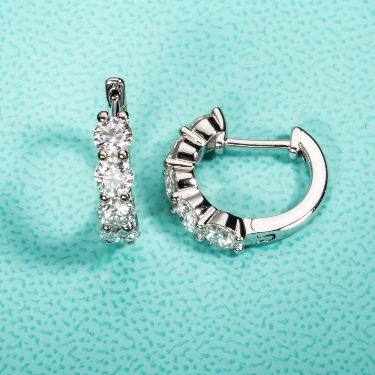 AnuClub Moissanite Hoop Earrings, 3cttw D Color Round Cut Hoop Earrings, 925 Sterling Silver With GRA Certificate