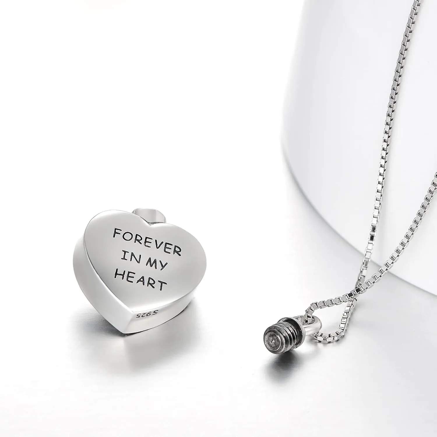 AOBOCO Cremation Jewelry 925 Sterling Silver Heart Flower Butterfly Urn Necklace for Ashes, Cremation Keepsake Necklace Embellished with Austrian Crystal, Women Memorial Jewelry