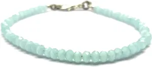 Aqua Chalcedony Bracelet 3 mm Rondelle & Faceted, 7 Inch Long. Healing Gemstone, unique-gift-for-wife, holidays, energy, chakra BR124