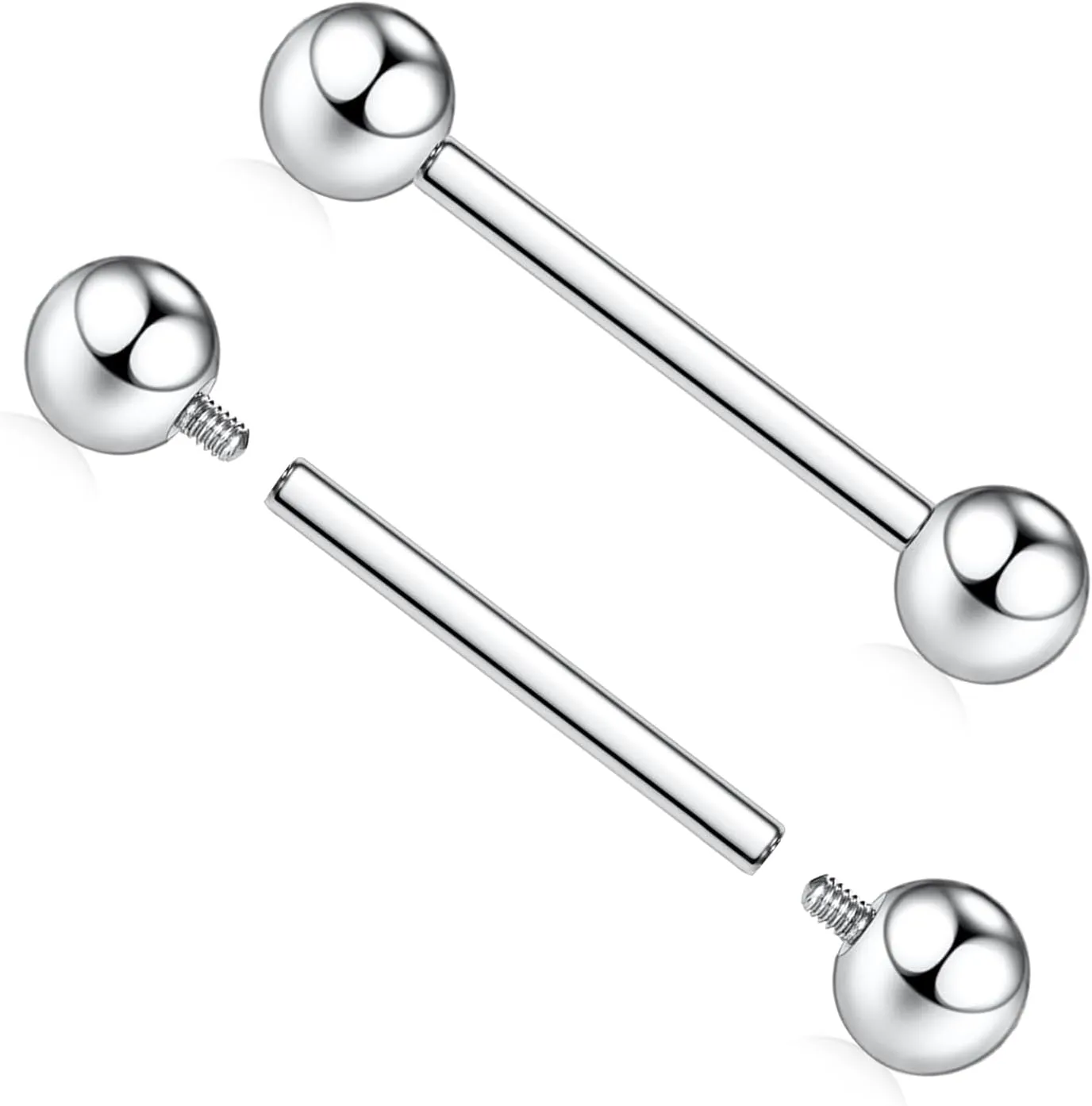 AROWRO G23 Titanium Nipple Rings Nipple Piercing Nipple Bar Tongue Piercing Jewelry 14G Internally Threaded Straight Barbells Bridge Piercing Jewelry 12mm-20mm
