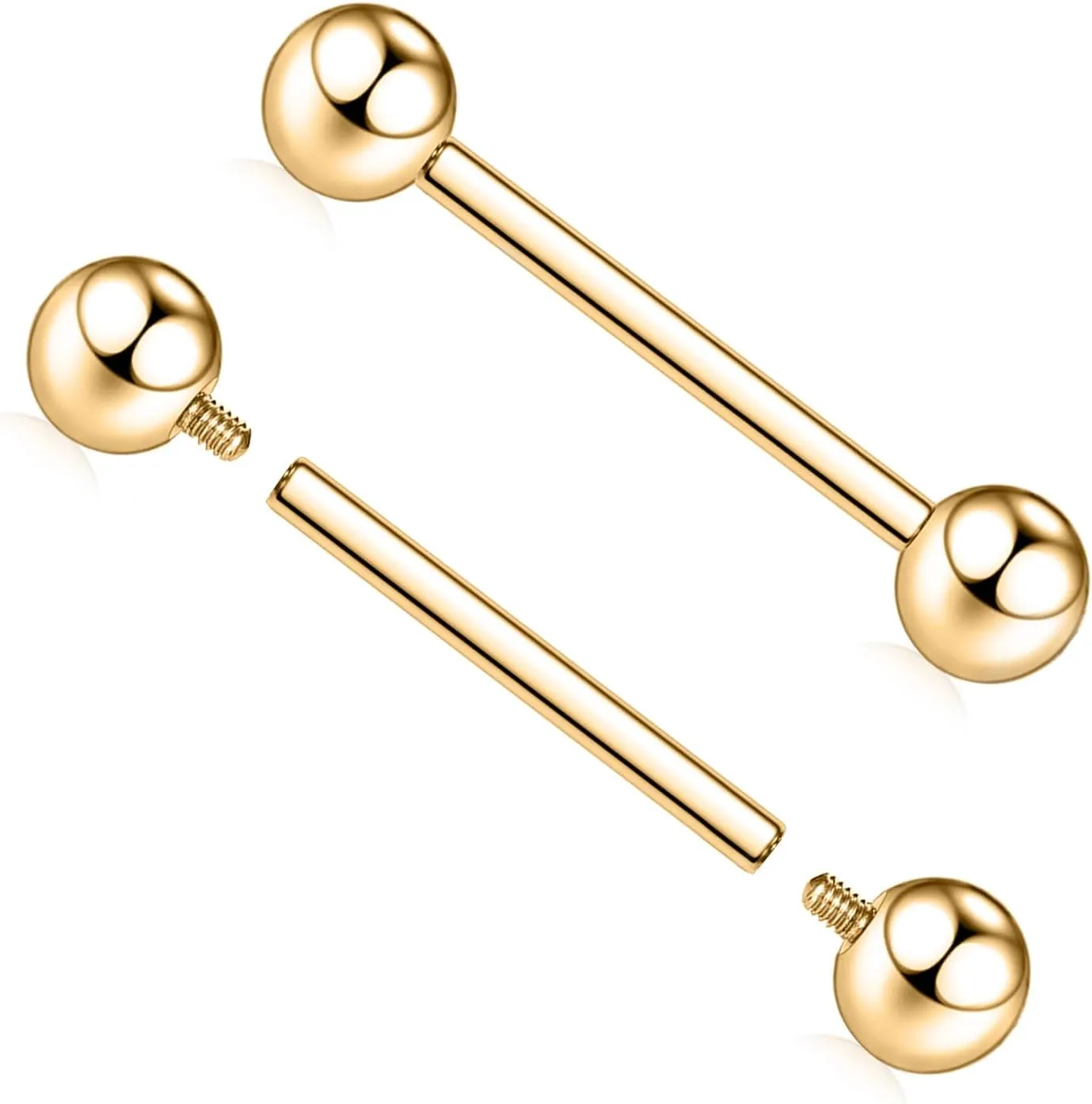 AROWRO G23 Titanium Nipple Rings Nipple Piercing Nipple Bar Tongue Piercing Jewelry 14G Internally Threaded Straight Barbells Bridge Piercing Jewelry 12mm-20mm