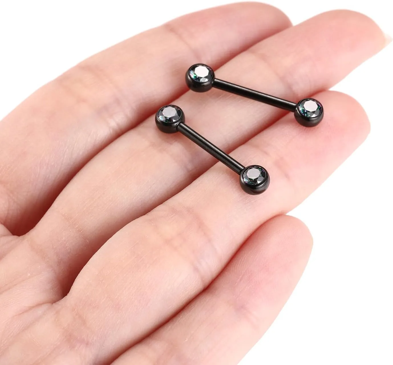 AROWRO Nipple Rings Nipple Piercing Tongue Rings Nipple Bar G23 Titanium 14G Internally Threaded Straight Barbells Bridge Piercing Jewelry Tongue Piercing Jewelry 12mm-20mm
