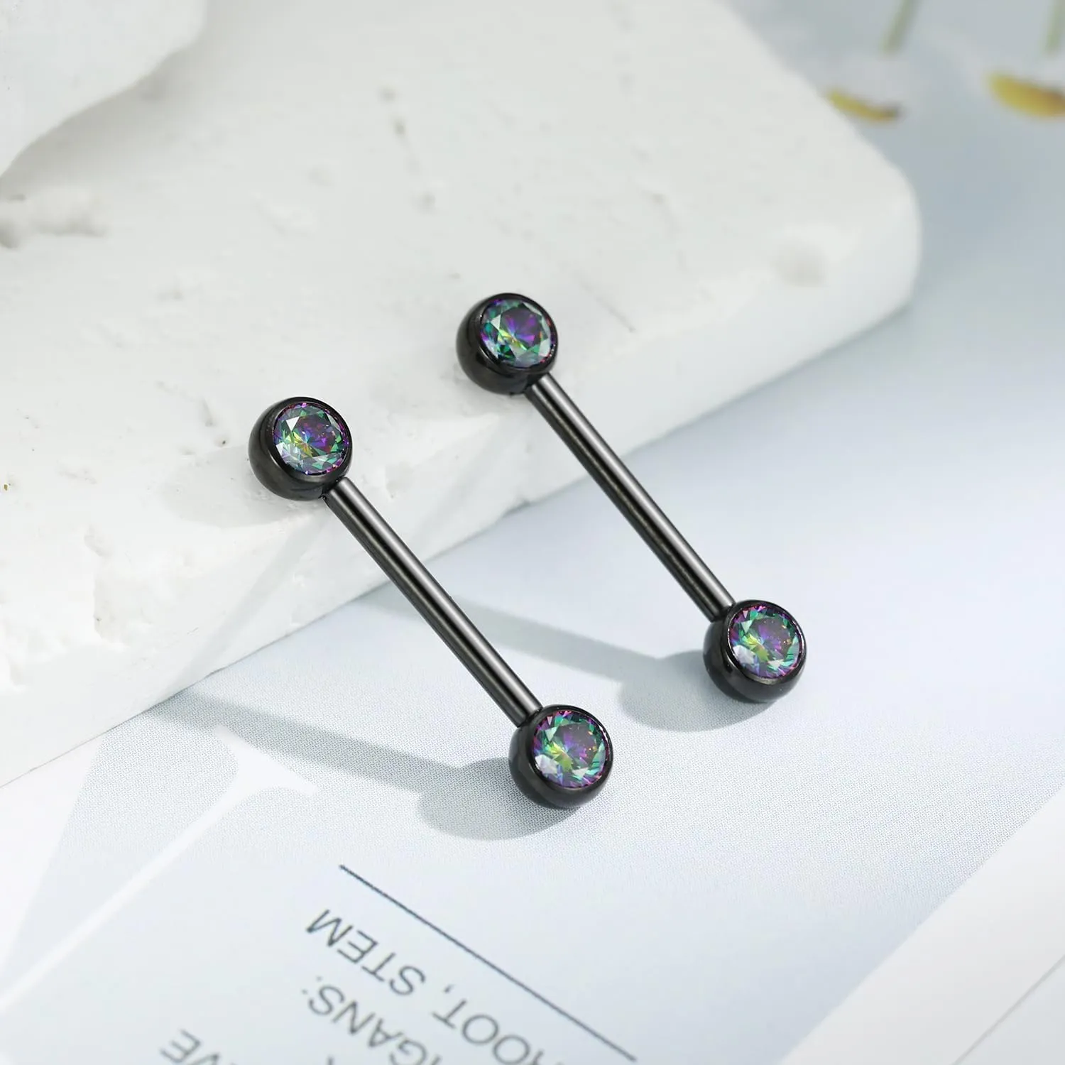 AROWRO Nipple Rings Nipple Piercing Tongue Rings Nipple Bar G23 Titanium 14G Internally Threaded Straight Barbells Bridge Piercing Jewelry Tongue Piercing Jewelry 12mm-20mm