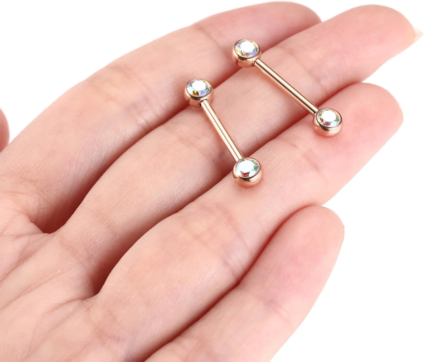 AROWRO Nipple Rings Nipple Piercing Tongue Rings Nipple Bar G23 Titanium 14G Internally Threaded Straight Barbells Bridge Piercing Jewelry Tongue Piercing Jewelry 12mm-20mm