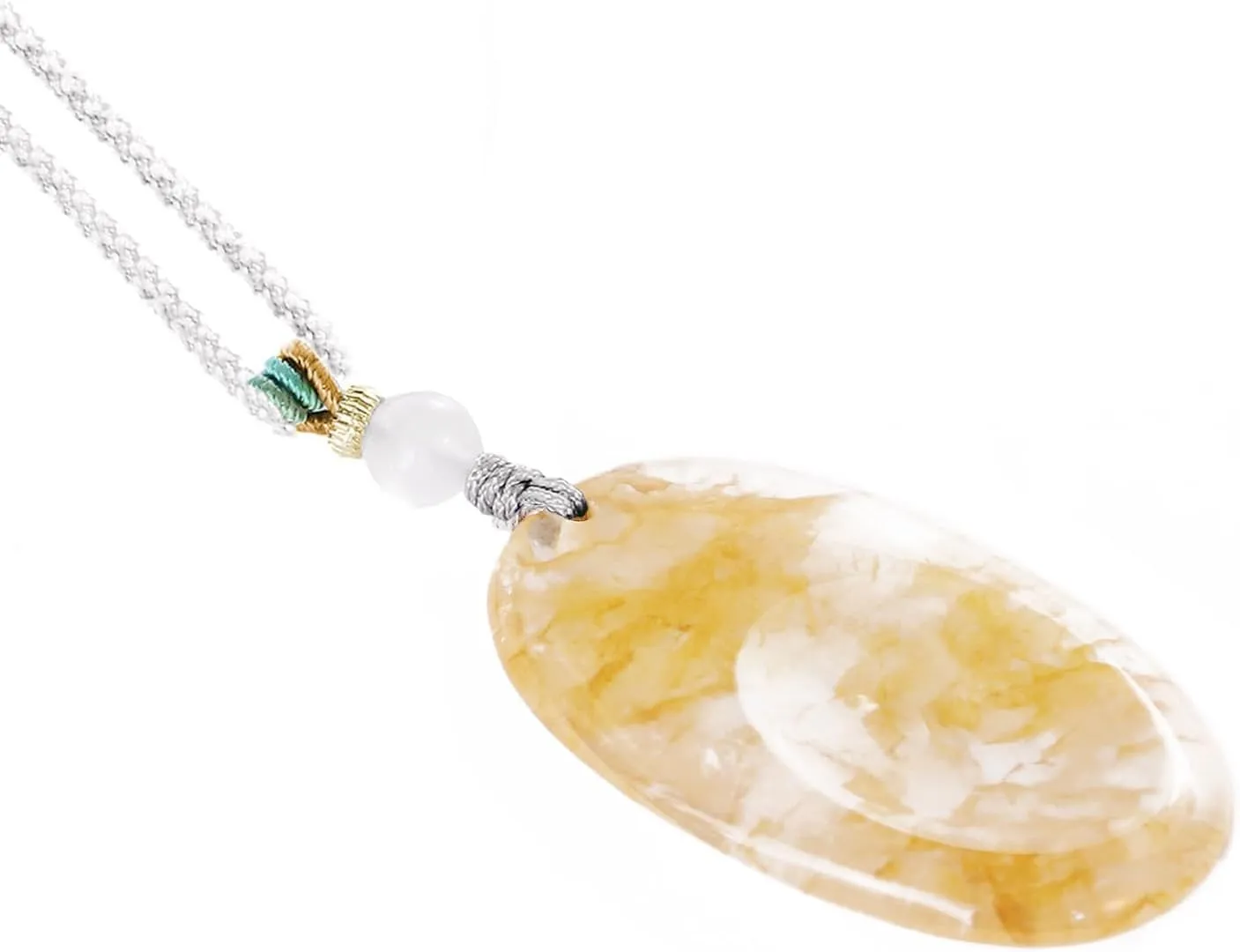 Artistone Worry Stone Necklace for Women, Oval Heading Crystal Thumb Stone Pendant with Black Nylon cord