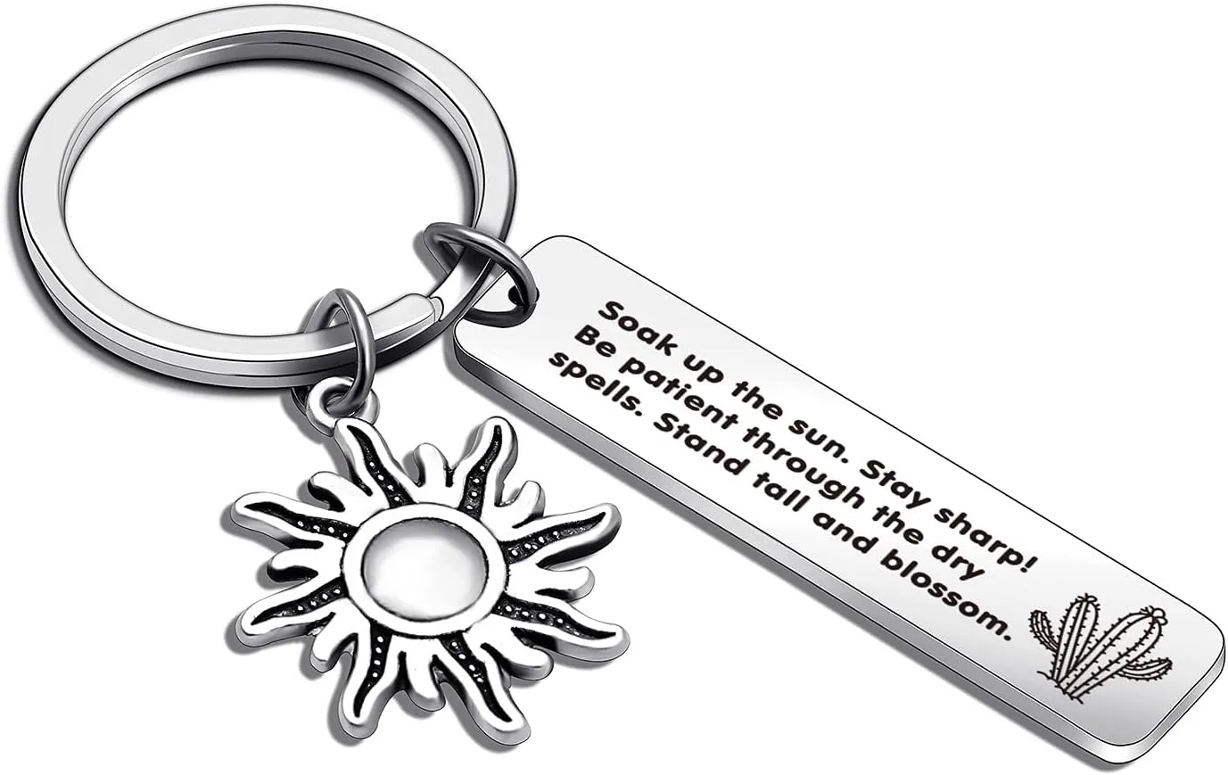 ASANHAO Cactus Keychain for Plant Lovers - Unique Cactus Gift for Daughters, Graduation & Birthdays Keychain - Stainless Steel Motivational Jewelry for Women & Girls