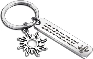 ASANHAO Cactus Keychain for Plant Lovers - Unique Cactus Gift for Daughters, Graduation & Birthdays Keychain - Stainless Steel Motivational Jewelry for Women & Girls