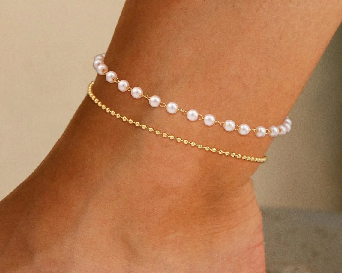 ASCOMY Anklets for Women 14K Gold/Silver Ankle Bracelets Dainty Cute Star Cubic Zirconia Devil's Eye Infinity Charm Pearl Satellite Sparkling Chain Summer Beach Foot Bracelet Jewelry Gifts for Her
