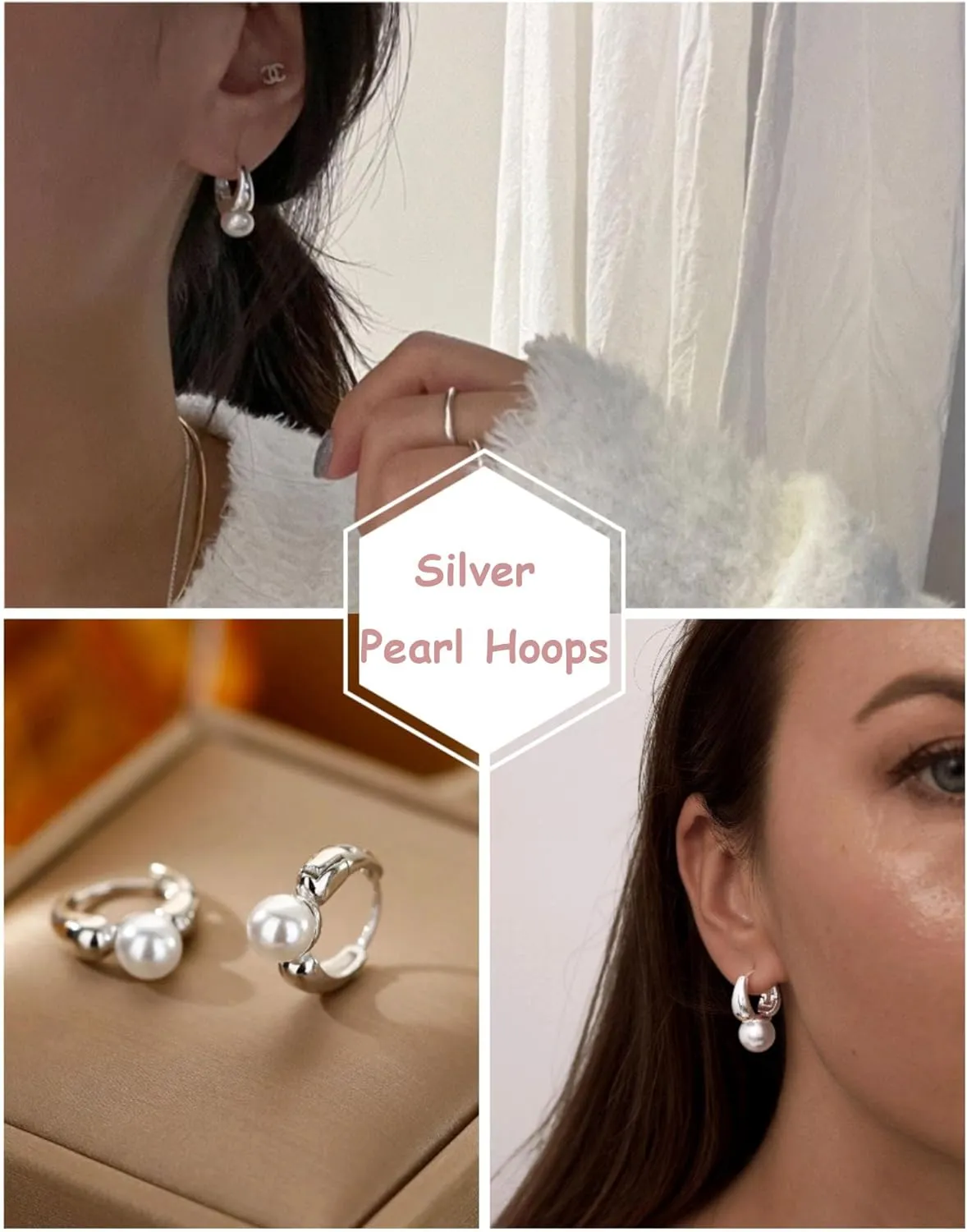 ASCOMY Pearl Earrings for Women 14K Gold/Silver Plated Elegant Dangle Stud Pearl Earrings Handpicked Pearls Dainty Pearl Jewelry Gifts for Women