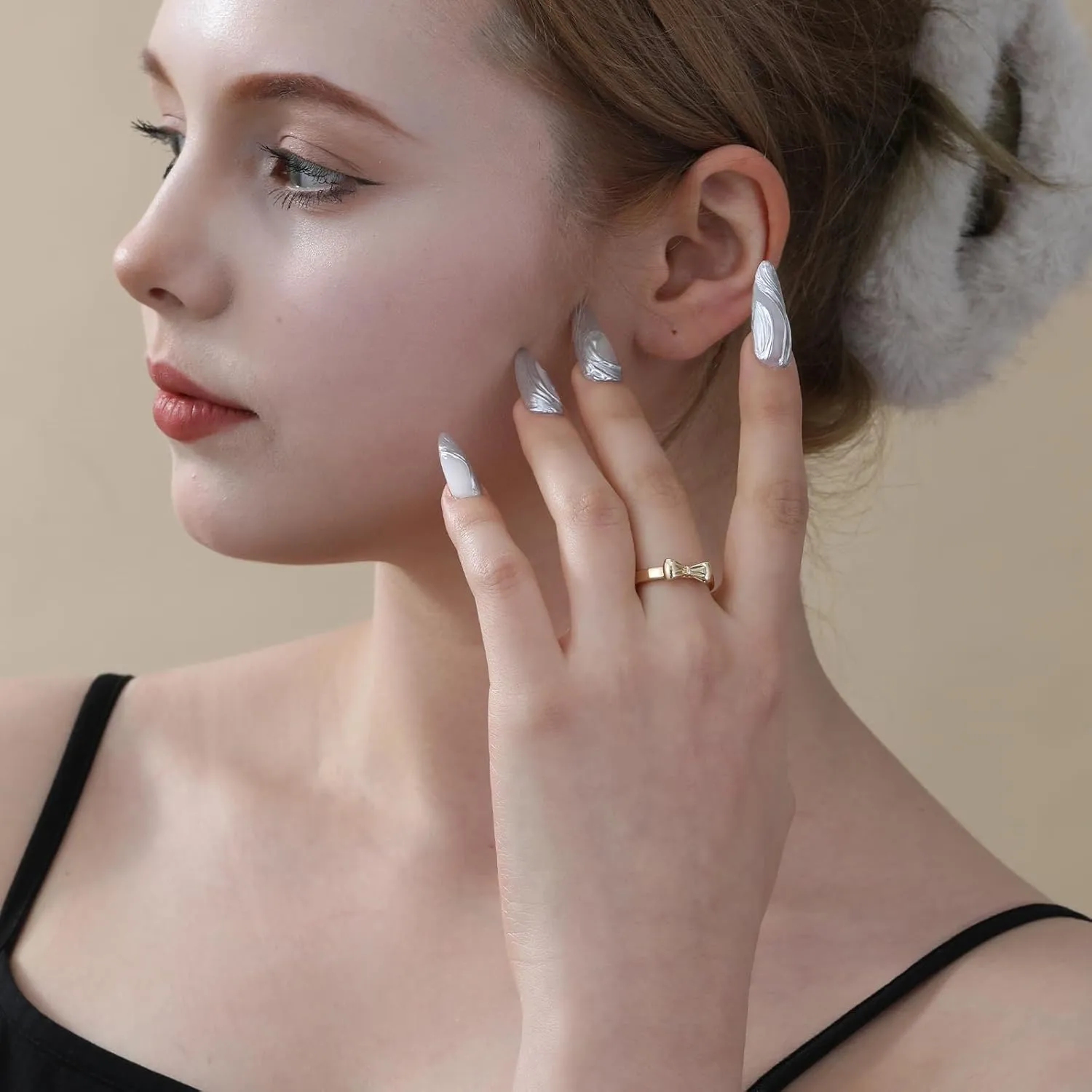Ascona Bow Ring, Gold/Silver Bow Rings Ribbon Jewelry for Women