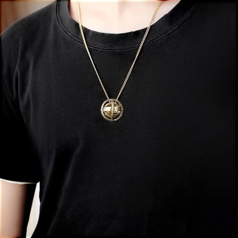 Astronomical Sphere Ring Folding Ball for Men Women Gold Vintage Unique Gothic Ring That Unfolds Into an Astronomical Sphere Necklace Pendant Jewelry