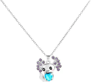 Axolotl Necklace for Girls Women, Cute Axolotl Crystal Pendant Necklace Blue Rhinestone Axolotl Necklace Charm Fashion Jewelry Gift for Graduation Birthday Party Christmas Thanksgiving Day