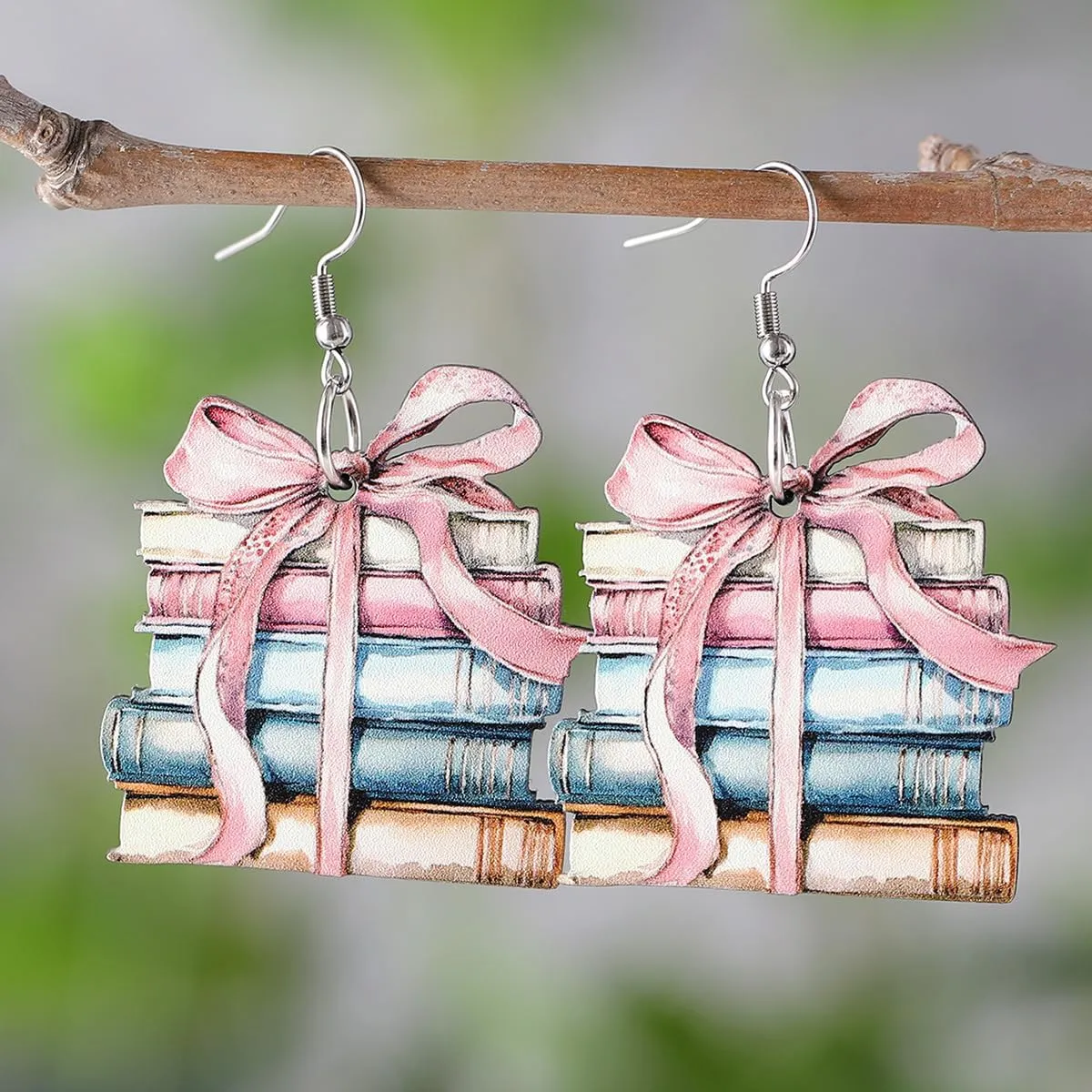 Back to School Earrings Cute Wooden Teacher Earrings Funny Cat Dog School Bus Earrings for Teachers