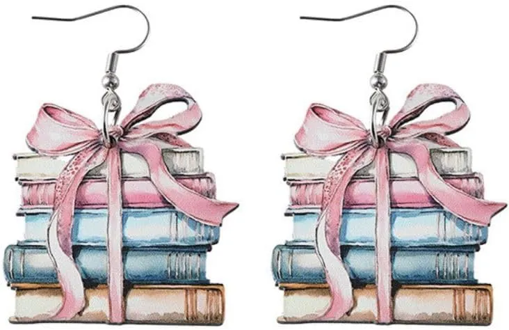 Back to School Earrings Cute Wooden Teacher Earrings Funny Cat Dog School Bus Earrings for Teachers