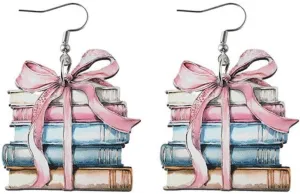 Back to School Earrings Cute Wooden Teacher Earrings Funny Cat Dog School Bus Earrings for Teachers