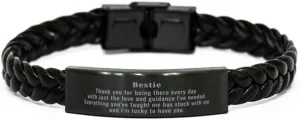 Bandillero Bestie Braided Leather Bracelet - Thank You for Your Friendship and Guidance, Unique Gifts Idea for BFFs, Christmas, Graduation, and Holidays