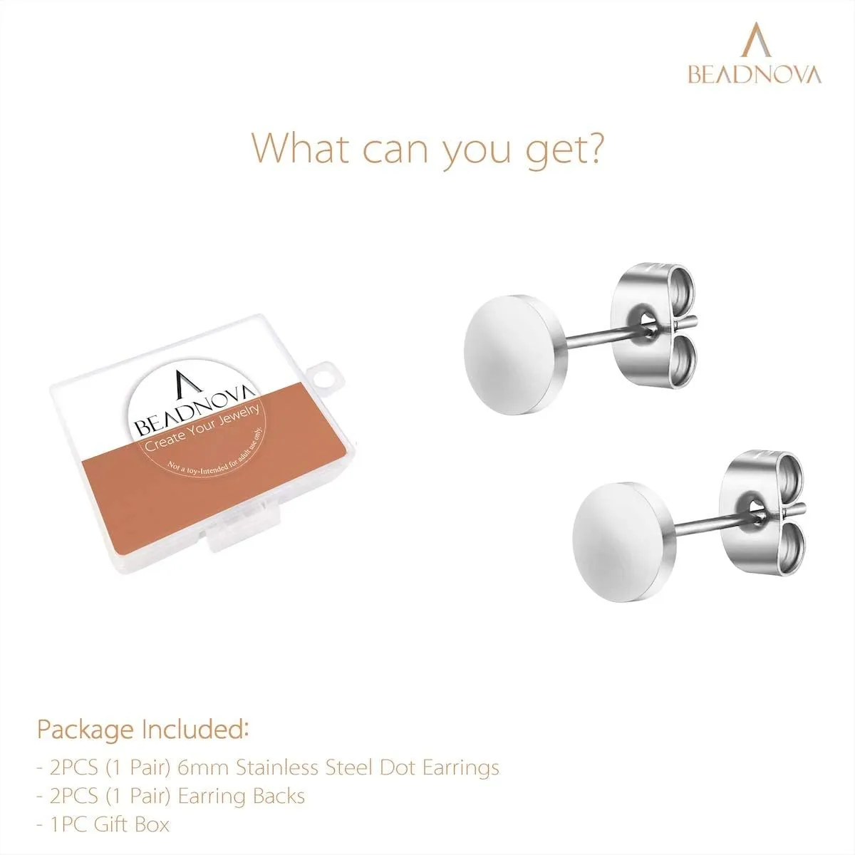 BEADNOVA Stud Earrings Flat Circle Piercing Dot Earrings Stainless Disc Post Earrings for Women (2-10mm, Silver, 1-3 pairs)