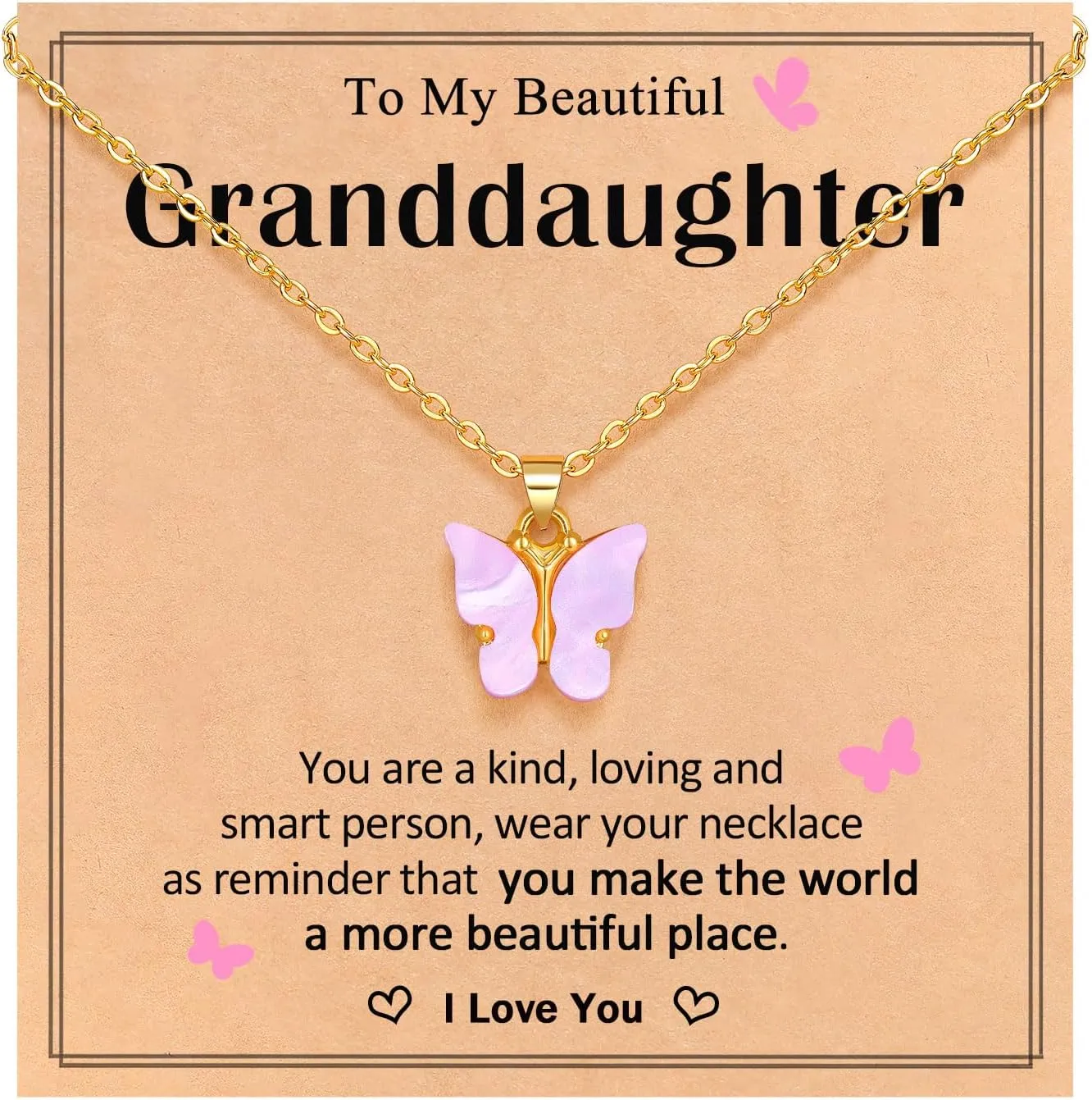 Beautiful Butterfly Necklace Gifts for Granddaughter
