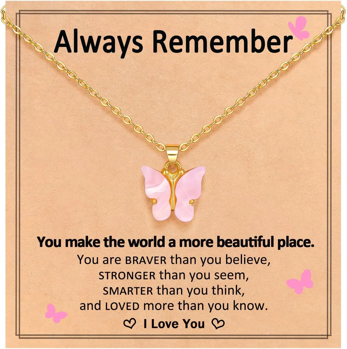 Beautiful Butterfly Necklace, Jewelry for Teen Valentines Christmas Birthday Gifts