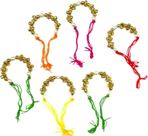 Beautiful Ghungroo Bracelet Set of 6 for Wedding rituals, Mata ki chowki, Pooja favors & Gifts, Indian Festival, Wedding, Mehendi, Sangeet (Assorted)