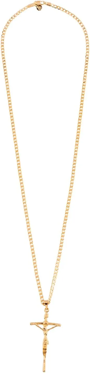 Beautiful Maria - 18K Gold Plated Laminated Grumet Chain Necklace 3mm, with Crucifix