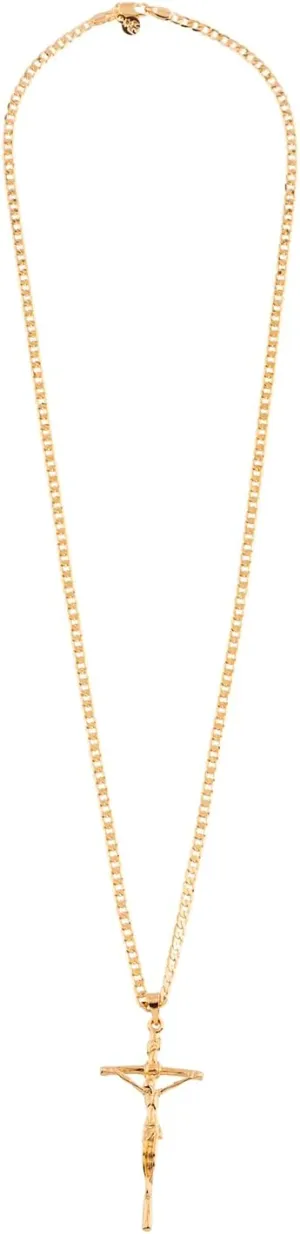 Beautiful Maria - 18K Gold Plated Laminated Grumet Chain Necklace 3mm, with Crucifix