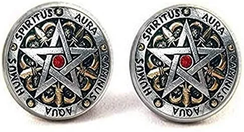 Beautiful Steampunk Pentagram Cufflinks Occult Jewelry Art Nouveau Beautiful Gifts