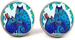 Beautiful Three Blue Cat Photo Cufflinks Jewelry Wedding Birthday Gifts Art Nouveau Beautiful Gifts