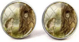 Beautiful Vintage Hedgehog Glass Cufflinks Art Photo Jewelry Birthday Festival Gift Beautiful Gift