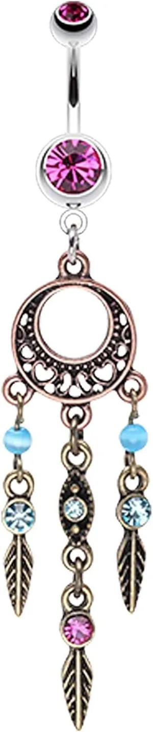 Beautiful Vintage Style Dream Catcher Belly Button Ring