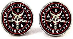 Beautiful Wiccan Pentagram Cufflinks Inverted Pentagram Jewelry Satanic Occult Jewelry Art Nouveau Beautiful Gifts