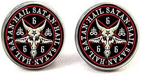 Beautiful Wiccan Pentagram Cufflinks Inverted Pentagram Jewelry Satanic Occult Jewelry Art Nouveau Beautiful Gifts