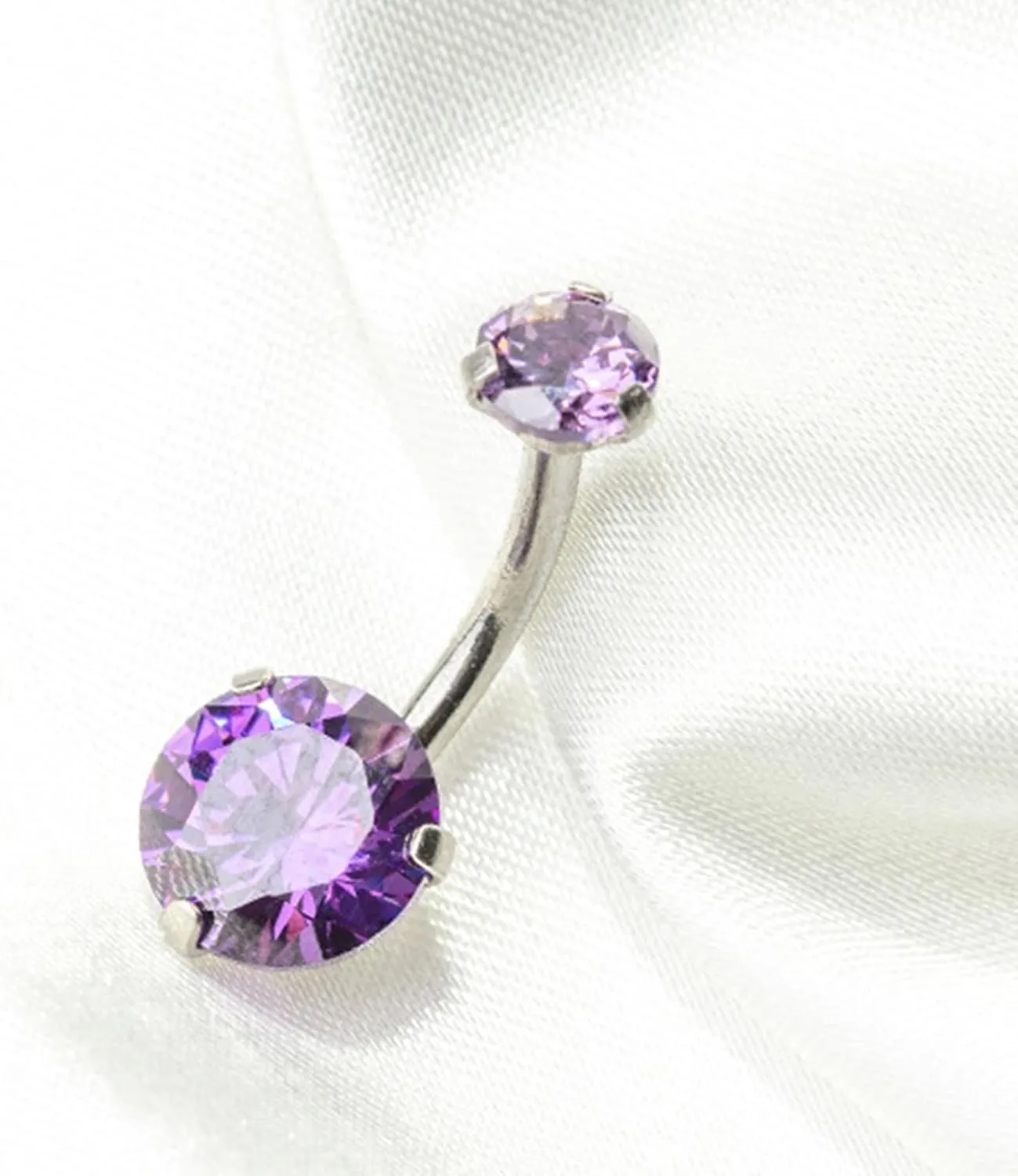 Belly Button Ring, Belly Button Rings Dangling Stainless Steel Navel Rings Belly Button Nails 2 Zirconia