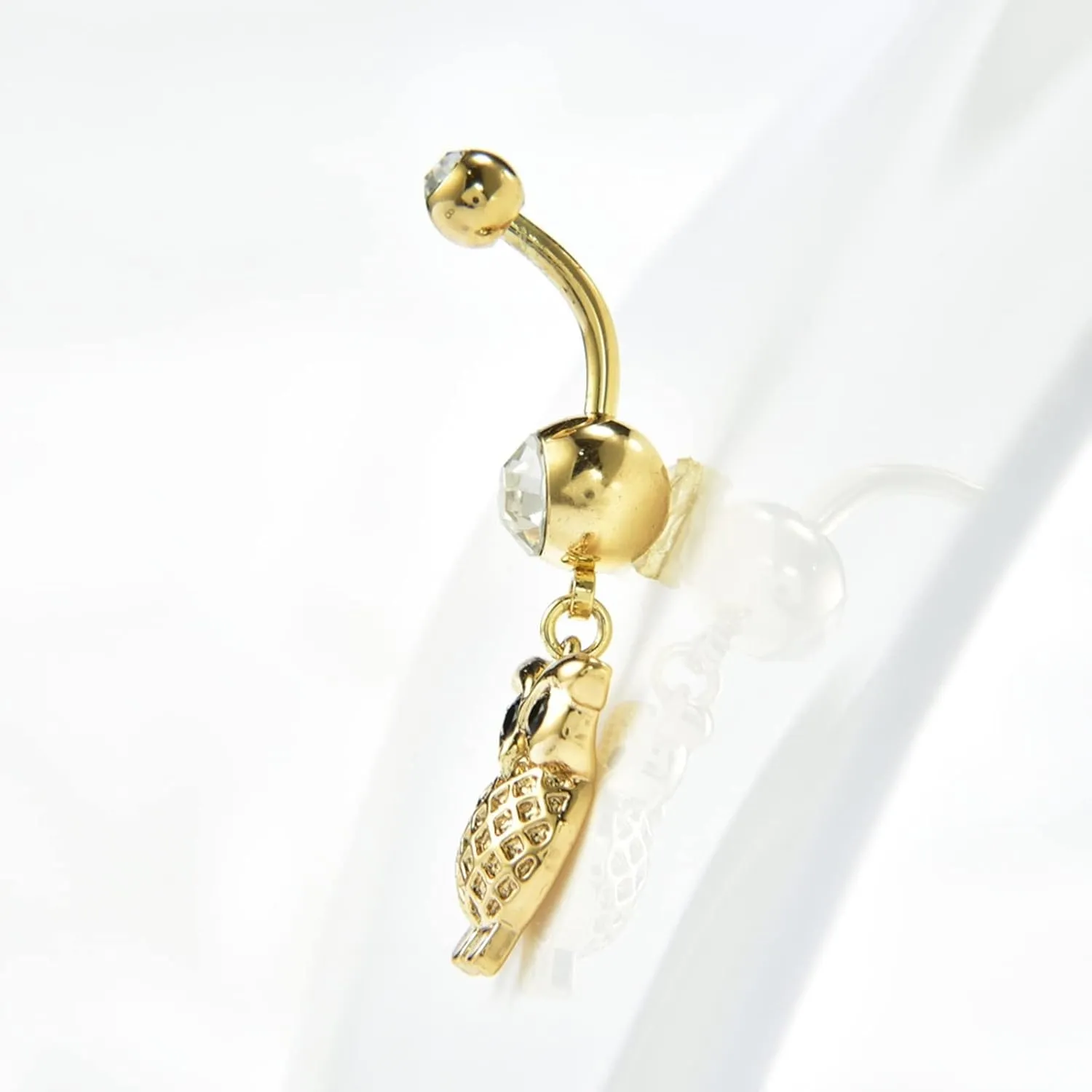 Belly Rings for Women, Belly Button Rings Dangle Stainless Steel Belly Button Rings Owl Cubic Zirconia Belly Button Jewelry