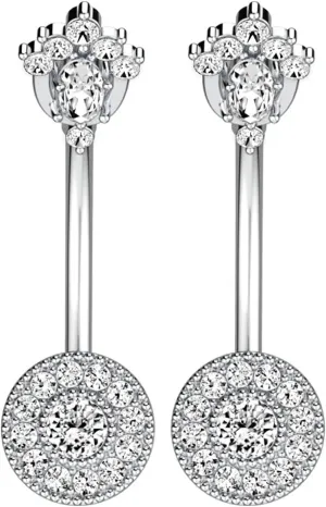 Belly Rings for Women Stainless Steel, 2Pcs Navel Rings for Women Beach Cubic Zirconia Studs 14G Belly Button Rings Sexy