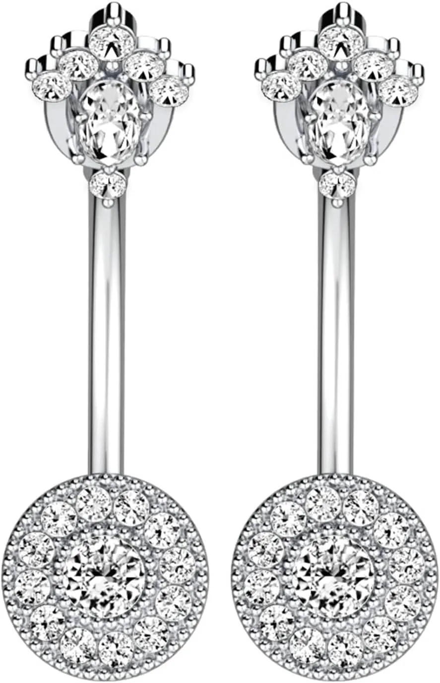 Belly Rings for Women Stainless Steel, 2Pcs Navel Rings for Women Beach Cubic Zirconia Studs 14G Belly Button Rings Sexy
