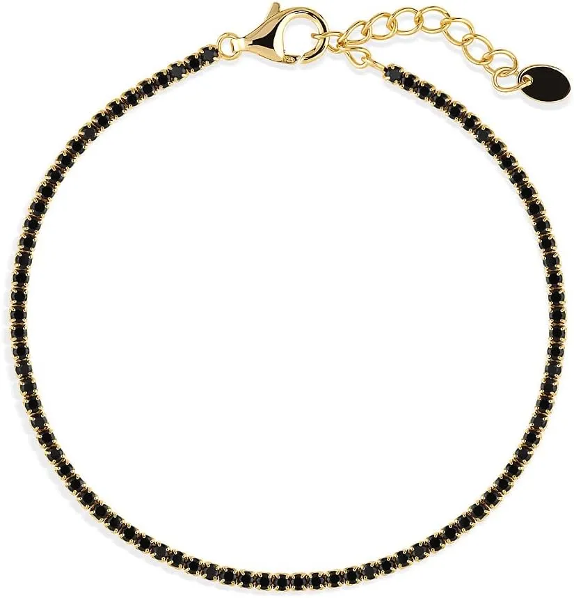 BERRICLE Sterling Silver Round Cut Cubic Zirconia CZ Statement Tennis Bracelet for Women 7 inch (Yellow Gold Flashed, Rhodium Plated)
