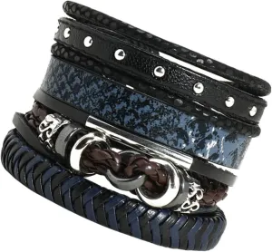 BESPORTBLE Trendy 4 Piece Leather Bracelet Set Braided for Women Men Adjustable Wristbands